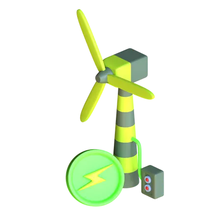 Wind Turbine  3D Icon