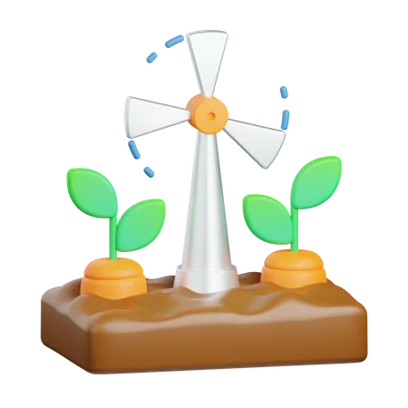 3 D Rendering Wind Turbine Isolated Useful For Agriculture Technology Smart Farm And Innovation Design Element 3D Icon