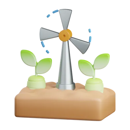 3 D Rendering Wind Turbine Isolated Useful For Agriculture Technology Smart Farm And Innovation Design Element 3D Icon