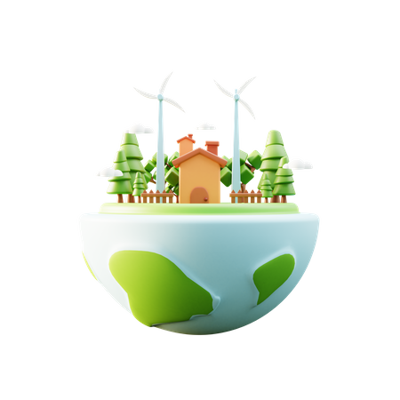 Windenergie  3D Illustration