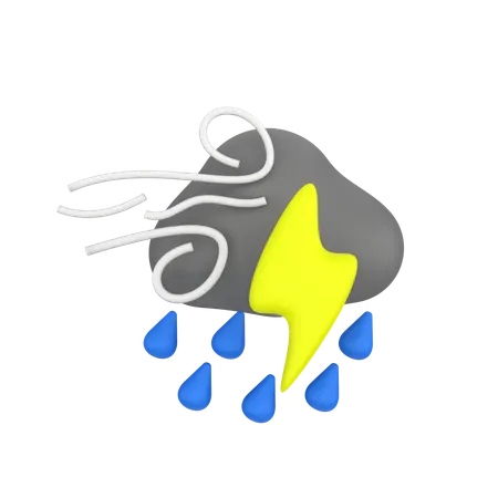 Windig leichter Regen  3D Icon