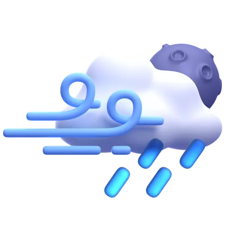 Windige regnerische Nacht  3D Icon