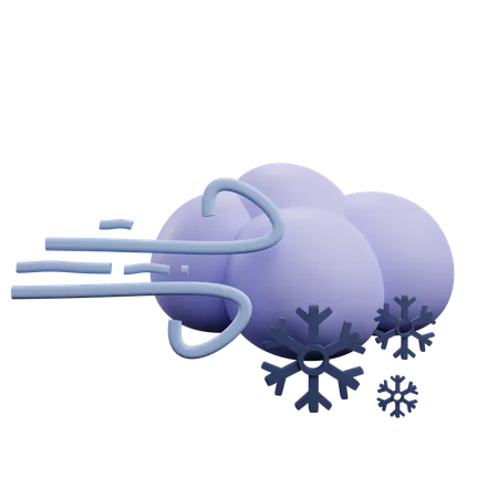 Windig Schnee Wolke  3D Icon