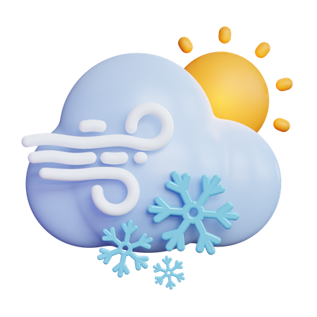 Windige Schneewolke mit Sonne  3D Icon