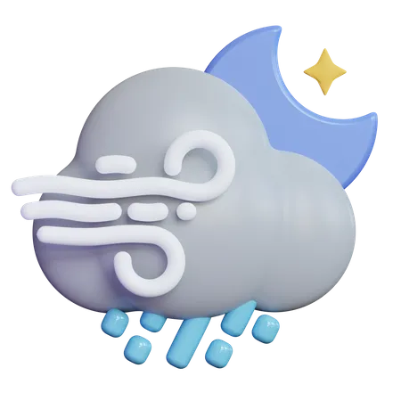 Windige regnerische Nacht  3D Icon