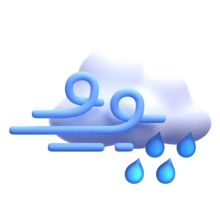 Windiger Nieselregen  3D Icon