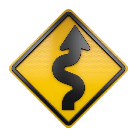 Winding Road Sign  3D Icon