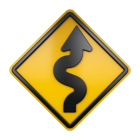 Winding Road Sign  3D Icon