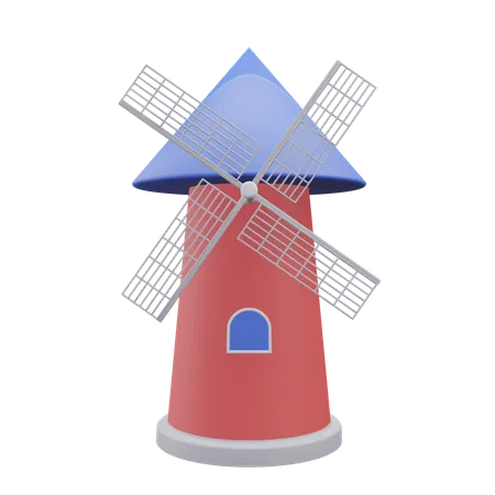 Windmill Traveling 3 D Illustration With Transparent Background 3D Icon