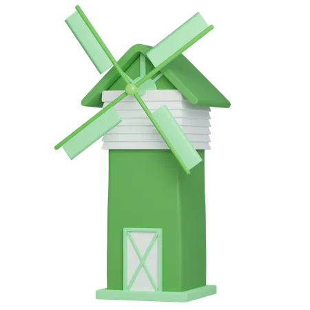Windmill With Green Design Illustration Eco Global Warming Icons 3 D Illustration 3D Icon