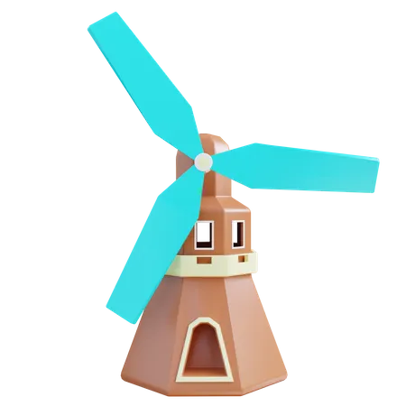3 D Illustration Windmill 3D Icon