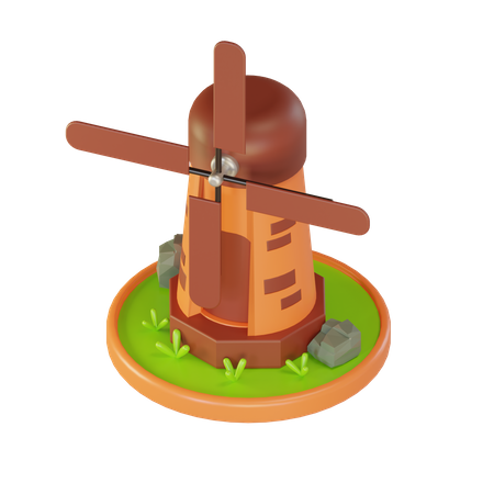 Windmill House 3D Illustration