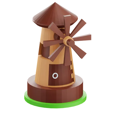 3 D Windmill House Illustration With Transparent Background 3D Icon