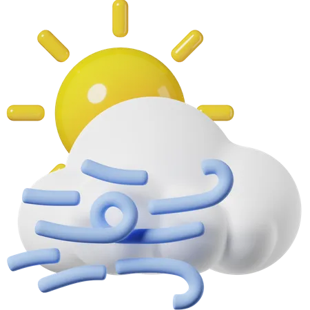 Windy and Cloudy Day  3D Icon