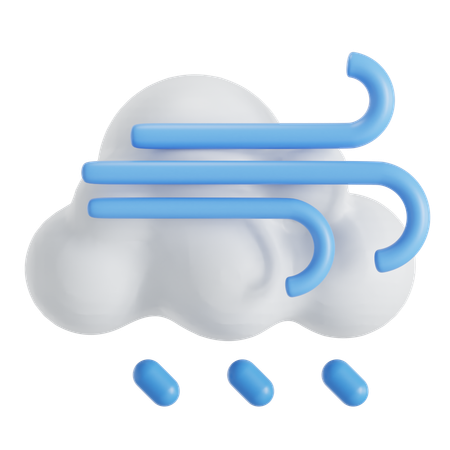 Windy and rainy  3D Icon