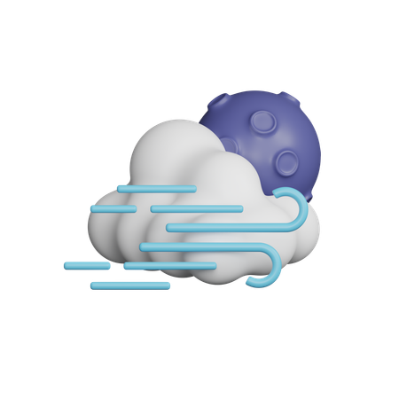 Windy Cloudy Night  3D Icon