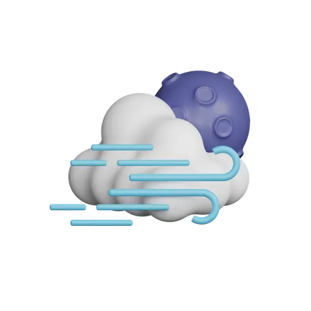 Windy Cloudy Night  3D Icon