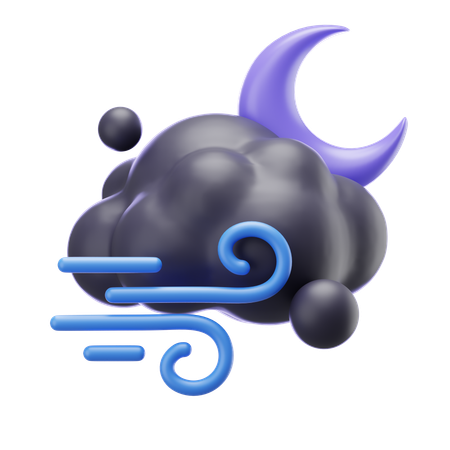 Windy Cloudy Night  3D Icon