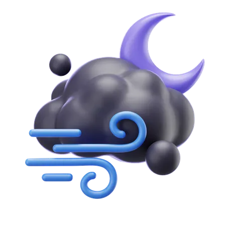 Windy Cloudy Night  3D Icon