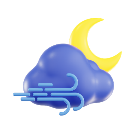 Windy Cloudy Night  3D Icon