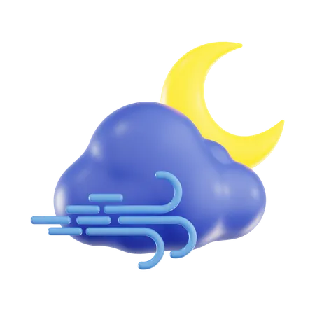 Windy Cloudy Night  3D Icon