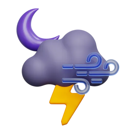 Windy Cloudy Night  3D Icon