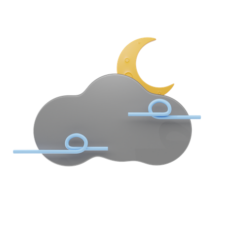 Windy Cloudy Night  3D Icon