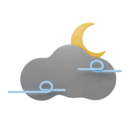 Windy Cloudy Night  3D Icon