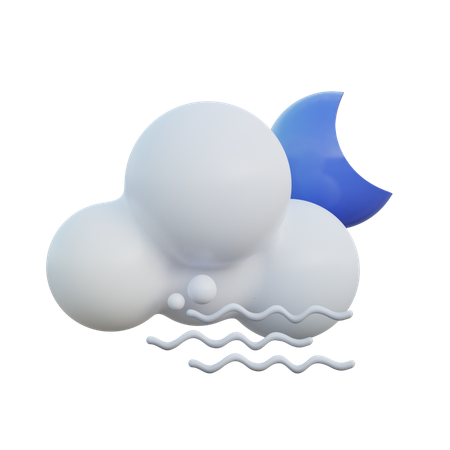 Windy Cloudy Night  3D Icon