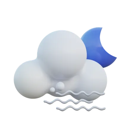 Windy Cloudy Night  3D Icon