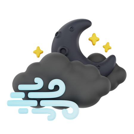 Windy Cloudy Night  3D Icon