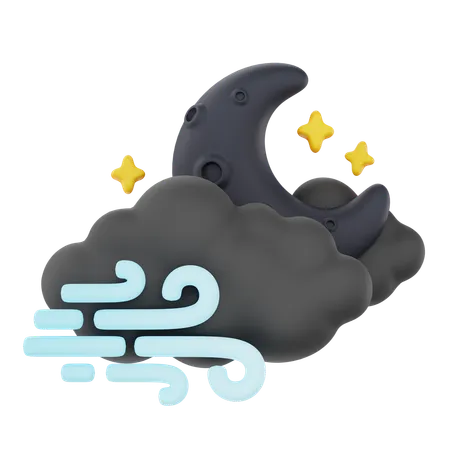 Windy Cloudy Night  3D Icon