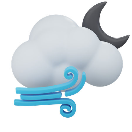 Windy Cloudy Night  3D Icon