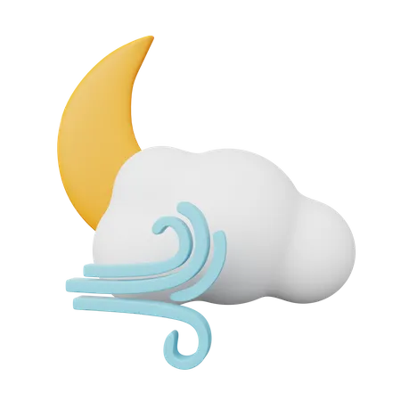 Windy cloudy night  3D Illustration