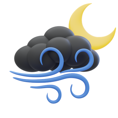 Windy Cloudy Night  3D Icon