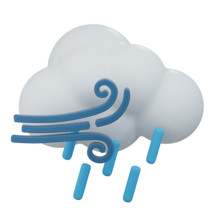 Windy Cloudy Rain  3D Icon