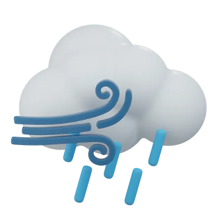 Windy Cloudy Rain  3D Icon