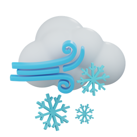Windy Cloudy Snow  3D Icon