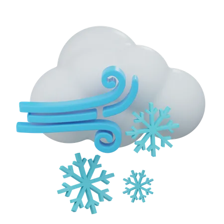 Windy Cloudy Snow  3D Icon