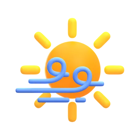 Sunny and windy day. Weather forecast icon. Meteorological sign. 3D render.  12066506 PNG