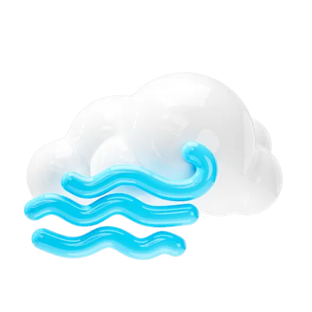 Cloud With Strong Wind Icon Weather Forecast Sign 3D Icon