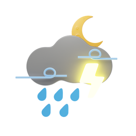 風が強い霧雨  3D Icon