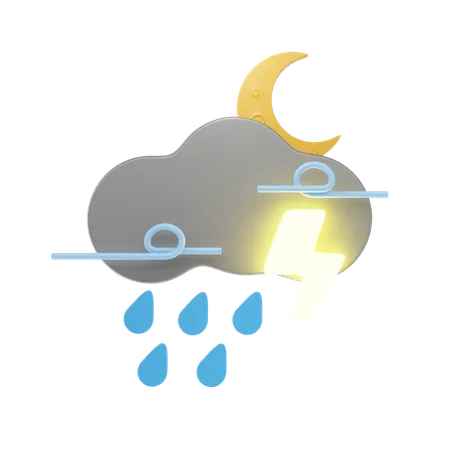 風が強い霧雨  3D Icon