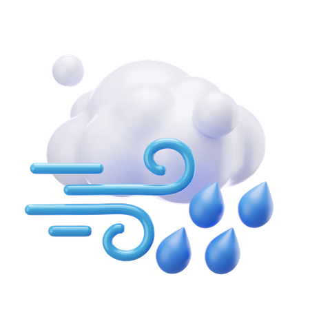 風が強い霧雨  3D Icon