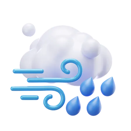 風が強い霧雨  3D Icon