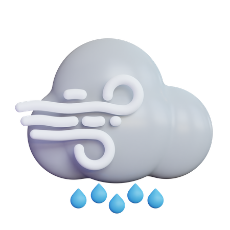 Windy Drizzle  3D Icon