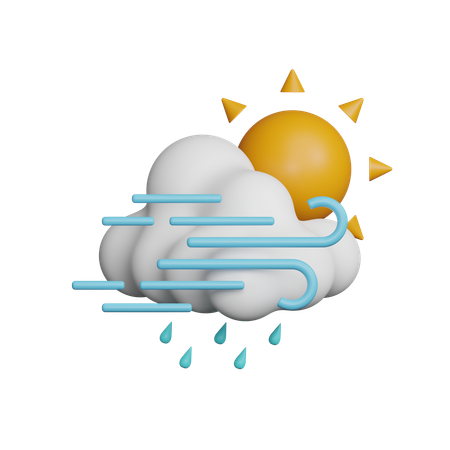 Windy Drizzle at Day  3D Icon