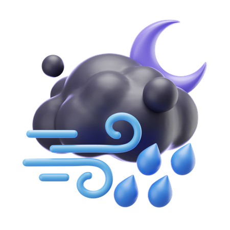 風が強く霧雨が降る夜  3D Icon