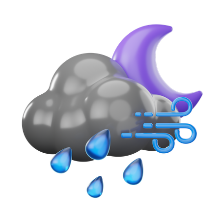 Windy Drizzle Night  3D Icon