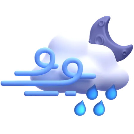 Windy Drizzle Night  3D Icon